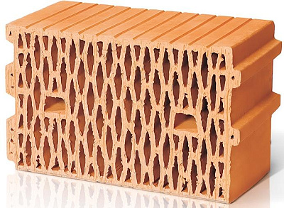 Картинка Кирпич - Строительный кирпич Камень поризованный  11,2 НФ : М-100 размером 250x398x219. Цвет красный, производство ЛСР 